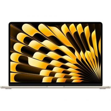 Laptop Apple MacBook Air 15 (Procesor Apple M2 (8-core CPU), 15.3inch Liquid Retina, 8GB, 512GB SSD, Apple M2 10-core GPU, Mac OS Ventura, Layout INT, Auriu) + adaptor priza US - EU