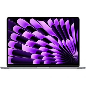 Laptop Apple MacBook Air 15 (Procesor Apple M2 (8-core CPU), 15.3inch Liquid Retina, 8GB, 512GB SSD, Apple M2 10-core GPU, Mac OS Ventura, Layout INT, Gri) + adaptor priza US - EU