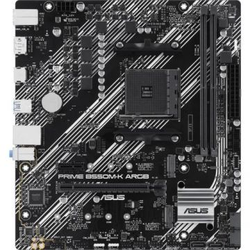 Placa de baza Asus PRIME B550M-K ARGB, AMD B550, PCIe 4.0, AM4, Realtek 1Gb Ethernet, DisplayPort/HDMI