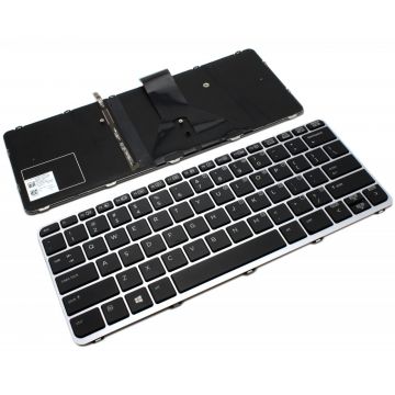 Tastatura HP 6037b0102101 neagra cu Rama argintie iluminata backlit