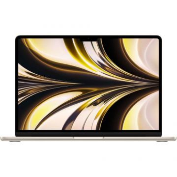 Laptop Apple MacBook Air 13, Procesor Apple M2 chip with 8-core CPU and 10-core GPU, 13.6inch WQXGA, 8GB, 512GB, layout INT, Mac OS (Starlight)