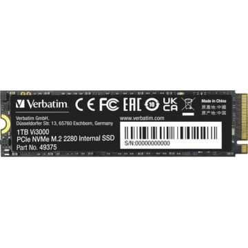 SSD Verbatim Vi3000, 1TB, M.2, PCIe 3.0 x4 NVMe 1.3, 3D NAND TLC