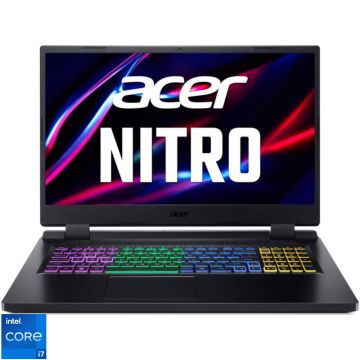 Laptop Acer Gaming 17.3'' Nitro 5 AN517-55, FHD IPS 144Hz, Procesor Intel® Core™ i7-12650H (24M Cache, up to 4.70 GHz), 16GB DDR5, 512GB SSD, GeForce RTX 4050 6GB, No OS, Black