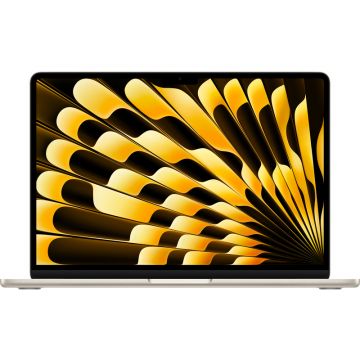 Laptop Apple 13.6'' MacBook Air 13 with Liquid Retina, Apple M3 chip (8-core CPU), 8GB, 256GB SSD, Apple M3 8-core GPU, macOS, Starlight, INT keyboard, 2024