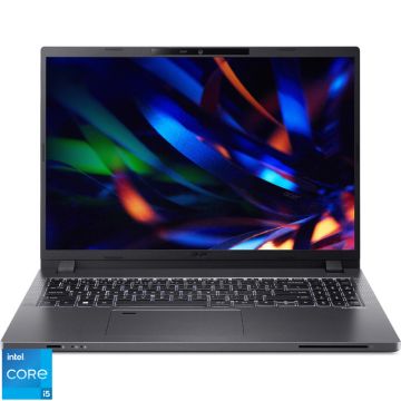 Laptop Acer 16'' TravelMate P2 TMP216-51, WUXGA IPS, Procesor Intel® Core™ i5-1335U (12M Cache, up to 4.60 GHz), 16GB DDR4, 512GB SSD, Intel Integrated Graphics, No OS, Steel Gray