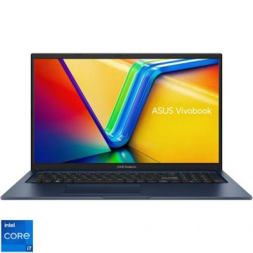 Laptop ASUS VivoBook 17 X1704VA, Procesor Intel® Core™ i7-1355U pana la 5.0 GHz, 17.3inch, Full HD, IPS, 16GB, 1TB SSD, Intel® Iris Xe Graphics, No, OS, Albastru