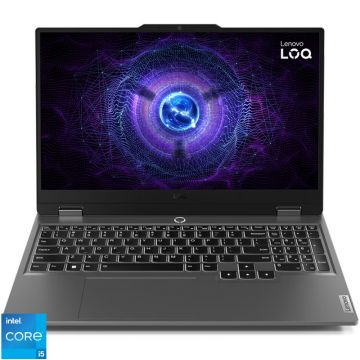 Laptop Lenovo Gaming 15.6'' LOQ 15IAX9I, FHD IPS 144Hz, Procesor Intel® Core™ i5-12450HX (12M Cache, up to 4.40 GHz), 12GB DDR5, 512GB SSD, Intel Arc A530M 4GB, No OS, Luna Grey