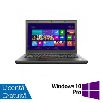 Laptop Refurbished LENOVO ThinkPad T450s, Intel Core i5-5200U 2.20GHz, 8GB DDR3, 256GB SSD, 14 Inch, Webcam + Windows 10 Pro