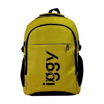 Rucsac IGGY RIDER, pentru notebook de maxim 15.6″, 2 compartimente, buzunar frontal, water-resistant, poliester, Galben/Negru