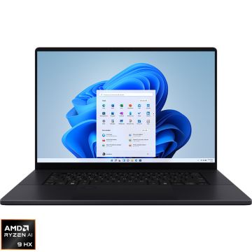 Laptop ASUS 16'' ProArt P16 OLED H7606WI, 4K Touch, Procesor AMD Ryzen™ AI 9 HX 370 (24M Cache, up to 5.1 GHz), 64GB LPDDR5X, 2x 2TB SSD, GeForce RTX 4070 8GB, Win 11 Pro, Nano Black