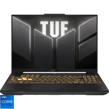 Laptop ASUS Gaming 16'' TUF F16 FX607JU, FHD+ 165Hz, Procesor Intel® Core™ i7-13650HX (24M Cache, up to 4.90 GHz), 16GB DDR5, 1TB SSD, GeForce RTX 4050 6GB, No OS, Jaeger Gray