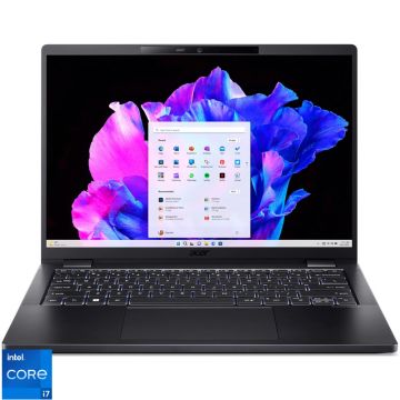 Laptop Acer 14'' TravelMate P6 TMP614-53, 2.8K OLED, Procesor Intel® Core™ i7-1355U (12M Cache, up to 5.00 GHz), 32GB LPDDR5, 1TB SSD, Intel Iris Xe, Win 11 Pro, Black