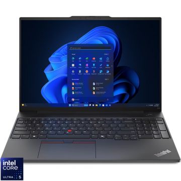 Laptop Lenovo 16'' ThinkPad E16 Gen 2, WUXGA IPS, Procesor Intel® Core™ Ultra 5 125U (12M Cache, up to 4.30 GHz), 16GB DDR5, 512GB SSD, Intel Graphics, Win 11 Pro, Graphite Black