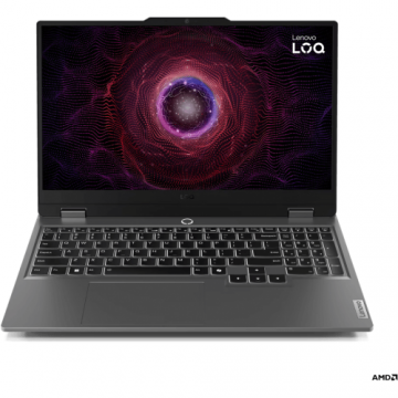 Lenovo Laptop Lenovo Gaming 15.6'' LOQ 15ARP9, FHD IPS 144Hz G-Sync, Procesor AMD Ryzen™ 7 7435HS (16M Cache, up to 4.50 GHz), 16GB DDR5, 512GB SSD, GeForce RTX 4050 6GB, No OS, Gri