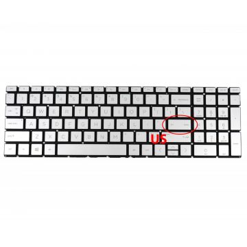 Tastatura Argintie HP 9Z.NEZSC.E01 iluminata layout US fara rama enter mic