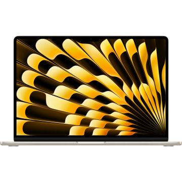 Laptop Apple 15.3'' MacBook Air 15 with Liquid Retina, Apple M3 chip (8-core CPU), 16GB, 512GB SSD, Apple M3 10-core GPU, macOS, Starlight, INT keyboard, 2024