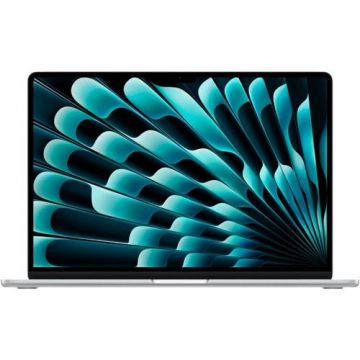 Laptop Apple MacBook Air 15 (Procesor Apple M3 (8-core CPU), 15.3inch Liquid Retina, 8GB, 256GB SSD, Apple M3 10-core GPU, Mac OS, Layout INT, Argintiu) + adaptor priza US - EU