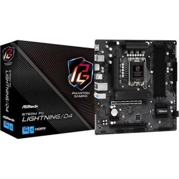 Placa de baza ASRock B760M PG LIGHTNING/D4, Micro-ATX, Socket Intel 1700, Intel B760