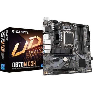 Placa de baza Gigabyte Q670M D3H, LGA1700, DDR5, Intel Q670, mATX