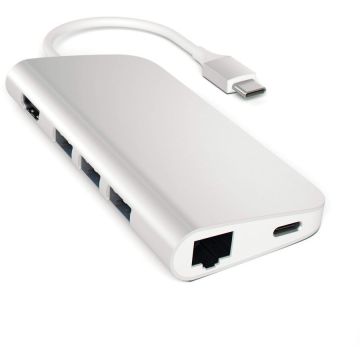 Satechi Satechi Aluminium Type-C Multi-Port Adapter (HDMI 4K,3x USB 3.0,MicroSD,Ethernet) - Silver