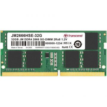 Transcend Memorie laptop Transcend 32GB JM DDR4 2666Mhz SO-DIMM 2Rx8 2Gx8 CL19 1.2V