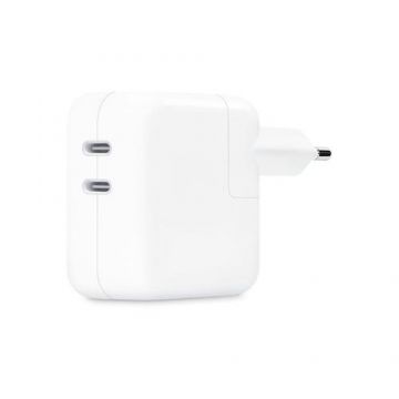 Incarcator laptop Apple MW2K3ZM/A, 35W, Dual USB-C (Alb)