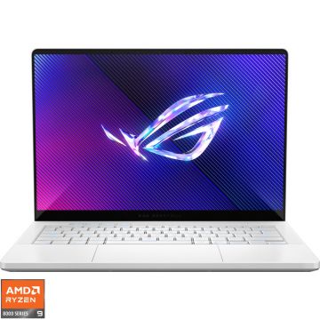 Laptop ASUS Gaming 14'' ROG Zephyrus G14 GA403UI, 3K OLED 120Hz, Procesor AMD Ryzen™ 9 8945HS (16M Cache, up to 5.2 GHz), 32GB LPDDR5X, 1TB SSD, GeForce RTX 4070 8GB, No OS, Platinum White