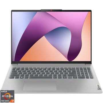 Laptop Lenovo 16'' IdeaPad Slim 5 16ABR8, WUXGA IPS, Procesor AMD Ryzen™ 7 7730U (16M Cache, up to 4.5 GHz), 16GB DDR4, 1TB SSD, AMD Radeon, No OS, Cloud Grey