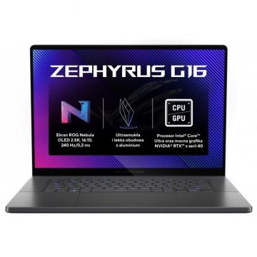 Laptop ROG Zephyrus G16 GU605MI-QR076W - Ultra 7-155H 16inch -240Hz OLED 32GB 1TB Windows 11 Home  RTX4070