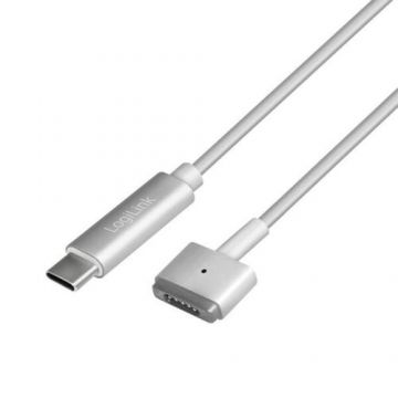 Cablu alimentare LOGILINK compatibil cu Apple, USB Type-C la tip Apple MagSafe2, 1.8m (Argintiu)