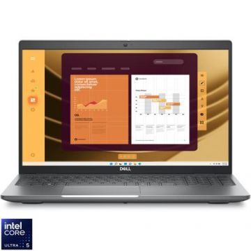 Laptop DELL Latitude 5550 cu procesor Intel® Core™ Ultra 5 Processor 135U pana la 4.4GHz, 15.6inch, Full HD, IPS, 16GB RAM DDR5, 512GB SSD, Intel® Graphics, Windows 11 Pro, Argintiu