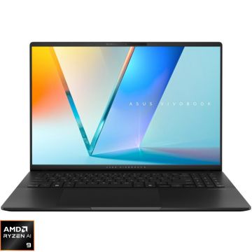 Laptop ASUS 16'' Vivobook S 16 OLED M5606WA, 3.2K 120Hz, Procesor AMD Ryzen™ AI 9 365 (24M Cache, up to 5.0 GHz), 24GB LPDDR5X, 1TB SSD, AMD Radeon 880M, No OS, Neutral Black