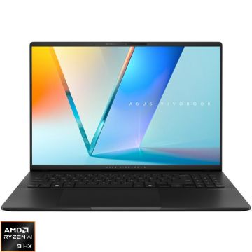 Laptop ASUS 16'' Vivobook S 16 OLED M5606WA, 3.2K 120Hz, Procesor AMD Ryzen™ AI 9 HX 370 (24M Cache, up to 5.1 GHz), 32GB LPDDR5X, 1TB SSD, AMD Radeon 890M, No OS, Neutral Black