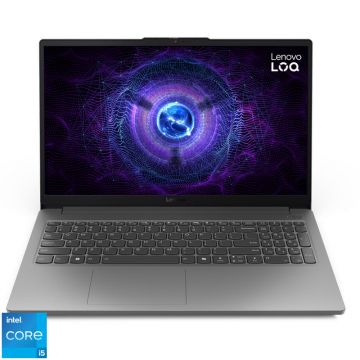 Laptop Lenovo Gaming 15.6'' LOQ 15IAX9E, FHD IPS 144Hz, Procesor Intel® Core™ i5-12450HX (12M Cache, up to 4.40 GHz), 16GB DDR5, 1TB SSD, GeForce RTX 2050 4GB, No OS, Luna Grey