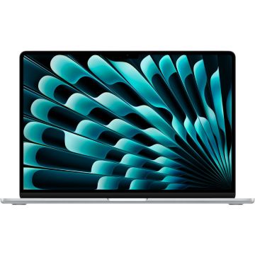 Apple Laptop Apple MacBook Air 15 cu procesor Apple M3, 8 nuclee CPU si 10 nuclee GPU, 8GB, 512GB SSD, Argintiu