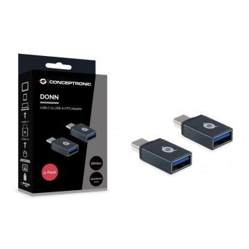 CONCEPTRONIC DONN03G USB-C to USB-A OTG Adapter 2-Pack, 10Gbps, 15 x 7 x 32 mm