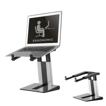 NM Newstar foldable laptop stand stand Silver/ Black Specifications General Min. screen size*: 10 inch Max. screen size*: 17 inch Min. weight: 0 kg Max. weight: 5 kg Screens: 1 Desk mount: Stand Functionality Height adjustment: 20,7-26,7 cm Width