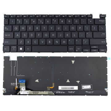 Tastatura Neagra Asus ZenBook 14 UX3402VA iluminata varianta cu 6 suruburi layout US fara rama enter mic Tastatura Neagra Asus ZenBook 14 UX3402VA iluminata varianta cu 6 suruburi layout US fara rama enter mic