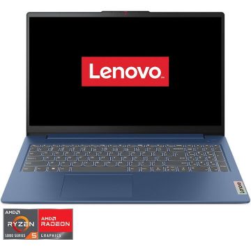 Lenovo Laptop Lenovo IdeaPad Slim 3 15ABR8, Procesor AMD Ryzen™ 5 5625U pana la 4.3GHz, Display 15.6'', Full HD, Memorie 8GB DDR4 RAM, SSD 512GB, AMD Radeon™ Graphics, Free DOS, Albastru, Lenovo Laptop Lenovo IdeaPad Slim 3 15ABR8, Procesor AMD Ryzen™ 5 5625U pana la 4.3GHz, Display 15.6'', Full HD, Memorie 8GB DDR4 RAM, SSD 512GB, AMD Radeon™ Graphics, Free DOS, Albastru,