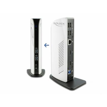 Delock Docking Station Dual HDMI Full-HD, USB 3.2, LAN , Audio, Alb-Negru Delock Docking Station Dual HDMI Full-HD, USB 3.2, LAN , Audio, Alb-Negru