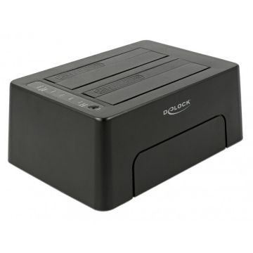 Delock Docking Station USB 3.1-C la 2 x SATA HDD/SSD 2.5 + 3.5 cu functie de Clona, Delock 63957 Delock Docking Station USB 3.1-C la 2 x SATA HDD/SSD 2.5 + 3.5 cu functie de Clona, Delock 63957