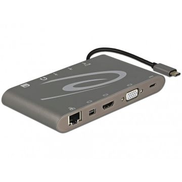 Delock Docking station USB 3.1 tip C 4K (Gigabit, Mini DP, HDMI, VGA, USB 3.0, jack audio, micro SD/SD slot), Delock 87297 Delock Docking station USB 3.1 tip C 4K (Gigabit, Mini DP, HDMI, VGA, USB 3.0, jack audio, micro SD/SD slot), Delock 87297