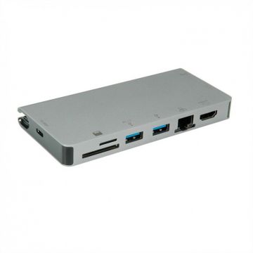 Roline Docking station USB-C la HDMI 4K60Hz/VGA/2 x USB 3.1 Gen 1/LAN/PD/Cititor de carduri, Roline 12.02.1022 Roline Docking station USB-C la HDMI 4K60Hz/VGA/2 x USB 3.1 Gen 1/LAN/PD/Cititor de carduri, Roline 12.02.1022