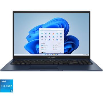 Asus Laptop ASUS Vivobook 15 A1502VA, Procesor Intel® Core™ i5-13420H, Display 15.6'' Full HD (1920x1080), IPS, Memorie RAM 16GB DDR4, Capacitate 512GB SSD, Placa video integrata Intel® UHD Graphics, Windows 11 Home, Quiet Blue Asus Laptop ASUS Vivobook 15 A1502VA, Procesor Intel® Core™ i5-13420H, Display 15.6'' Full HD (1920x1080), IPS, Memorie RAM 16GB DDR4, Capacitate 512GB SSD, Placa video integrata Intel® UHD Graphics, Windows 11 Home, Quiet Blue