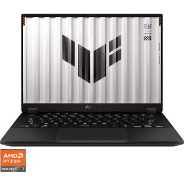 Asus Laptop Gaming ASUS TUF A14 FA401UU, Procesor AMD Ryzen™ 7 8845HS, Display 14, 2.5K (2560 x 1600), IPS, Memorie RAM 16GB LPDDR5x, Capacitate de stocare 512GB SSD, Placa video dedicata NVIDIA® GeForce RTX™ 4050 6GB GDDR6, No OS, Jaeger Gray Asus Laptop Gaming ASUS TUF A14 FA401UU, Procesor AMD Ryzen™ 7 8845HS, Display 14, 2.5K (2560 x 1600), IPS, Memorie RAM 16GB LPDDR5x, Capacitate de stocare 512GB SSD, Placa video dedicata NVIDIA® GeForce RTX™ 4050 6GB GDDR6, No OS, Jaeger Gray