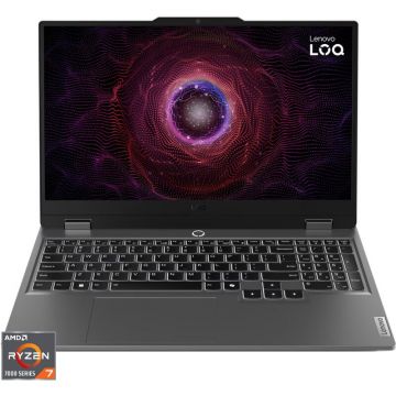 Lenovo Laptop Gaming LOQ 15ARP9, Procesor AMD Ryzen™ 7 7435HS, Display 15.6 Full HD (1920x1080), IPS, Memorie RAM 16GB DDR5, Capacitate de stocare 512GB SSD, Placa video dedicata NVIDIA® GeForce RTX™ 4070 8GB GDDR6, No OS, Luna Grey Lenovo Laptop Gaming LOQ 15ARP9, Procesor AMD Ryzen™ 7 7435HS, Display 15.6 Full HD (1920x1080), IPS, Memorie RAM 16GB DDR5, Capacitate de stocare 512GB SSD, Placa video dedicata NVIDIA® GeForce RTX™ 4070 8GB GDDR6, No OS, Luna Grey