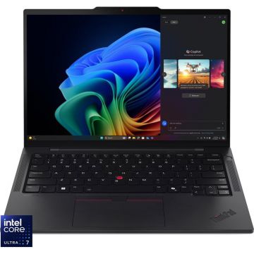 Lenovo Laptop Lenovo ThinkPad T14s Gen 6 (Intel), Procesor Intel® Core Ultra 7 255U, Display 14 2.8K (2880x1800), OLED, Memorie RAM 32 GB LPDDR5x, Capacitate 512 GB SSD, Placa video integrata Intel® Graphics, Windows® 11 Pro, Negru Lenovo Laptop Lenovo ThinkPad T14s Gen 6 (Intel), Procesor Intel® Core Ultra 7 255U, Display 14 2.8K (2880x1800), OLED, Memorie RAM 32 GB LPDDR5x, Capacitate 512 GB SSD, Placa video integrata Intel® Graphics, Windows® 11 Pro, Negru