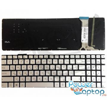 Tastatura gri Asus 0KNB0 662CRU00 iluminata layout US fara rama enter mic